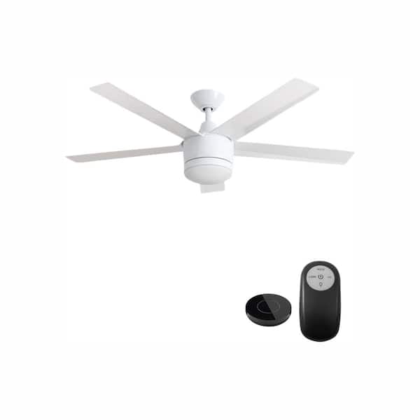Home Decorators Collection Merwry 52 in. Integrated LED Indoor White Ceiling Fan with Light Kit Works with Google Assistant and Alexa