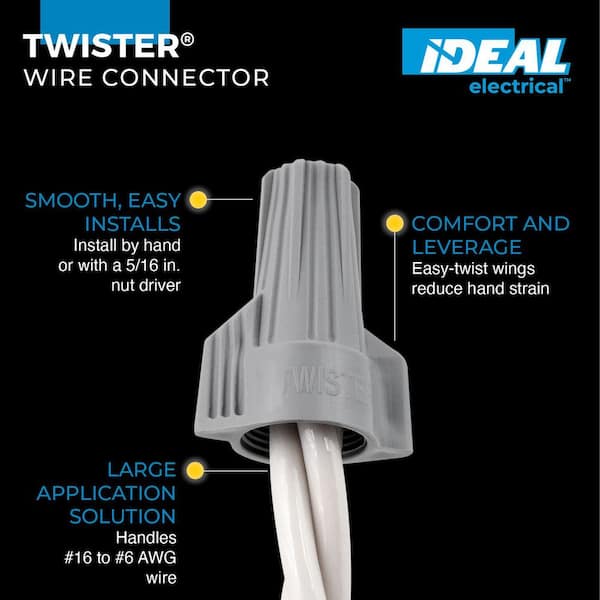 IDEAL Twister Gray Wire Connector, Box of 50 30-342 - The