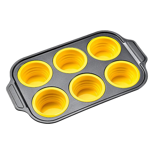 12-Piece Silicone Muffin Pan Nonstick Press Release Metal Frame Bakeware Set for Muffins Cupcakes Egg Bites