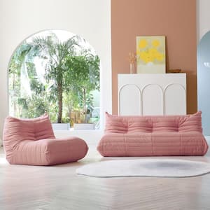 69 in. Armless 2-Piece 4-Seater Sofa Set in Pink