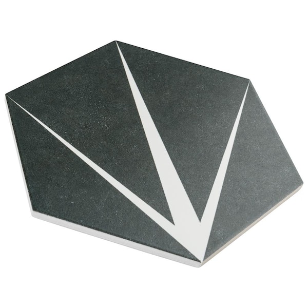 Merola Tile Trident Hex Nero 8-5/8 in. x 9-7/8 in. Porcelain Floor