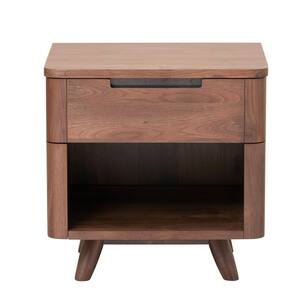 Mid-Century Style Solid Wood 1-Drawer Nightstand in Walnut (20.5 in. H x 20.5 in. W x 17 in. D)