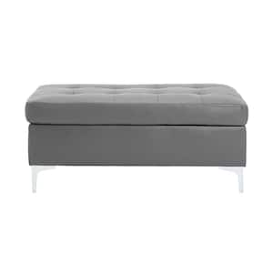 Falun Gray Faux Leather Rectangle Ottoman