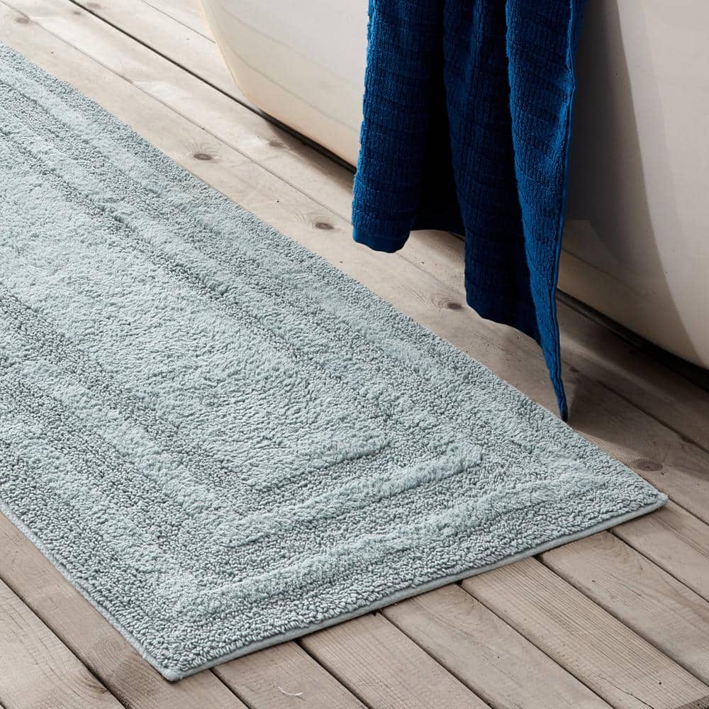 Logan Green Plush Cotton 60" x 22" Bathroom Runner Rug