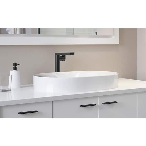 KOHLER Chalice Vessel Vitreous China Oval Bathroom Sink with Storage Deck in White