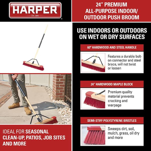 Bulldozer 24-in Poly Fiber Multi-surface All-purpose Push Broom