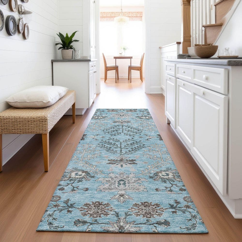 Mayfield Premium Machine Washable Abstract AMF1156 Sky 2 ft. 3 in. x 7 ft. 6 in. Runner Rug price history on PriceWatchPro