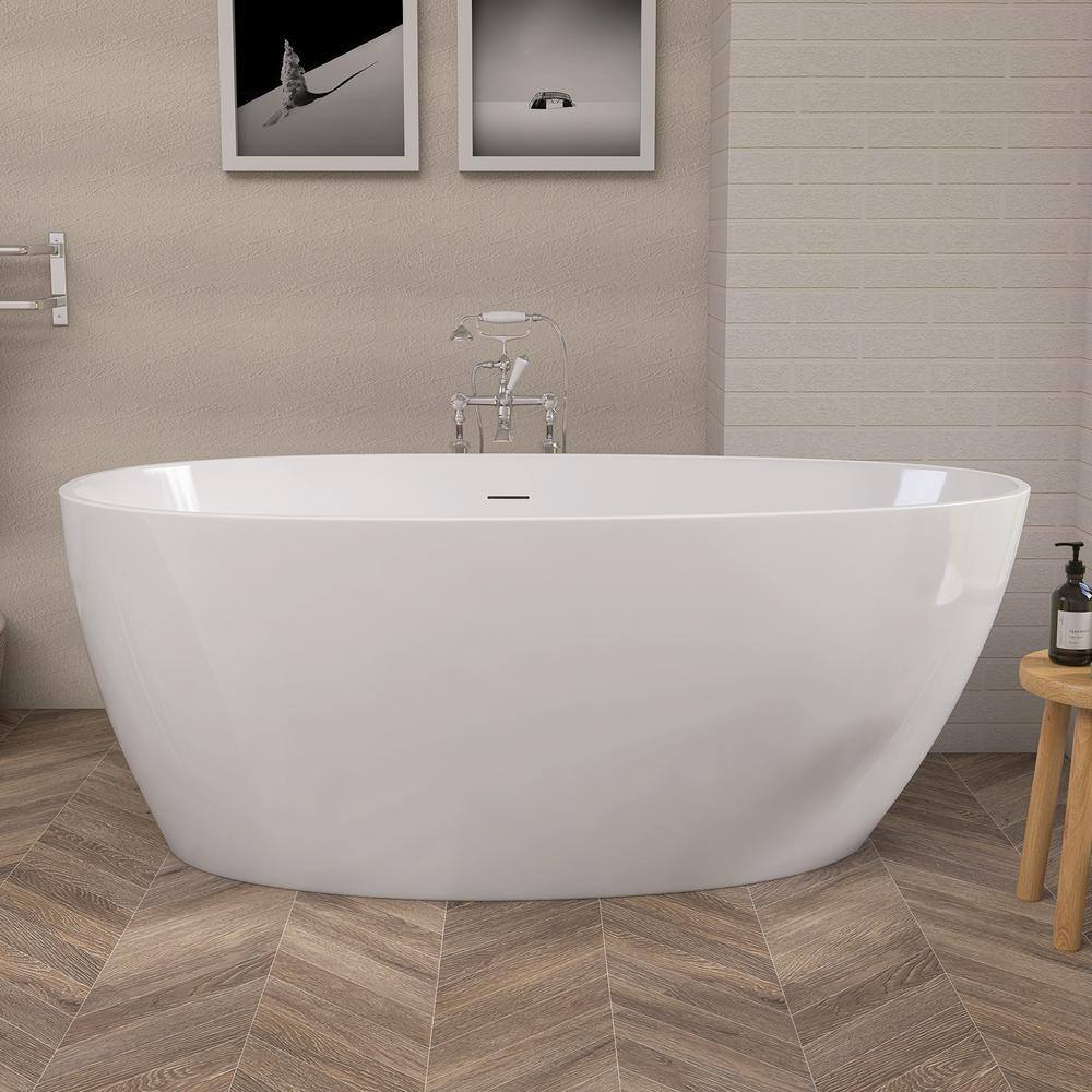 59'' x 29.5'' Freestanding Soaking Acrylic Bathtub