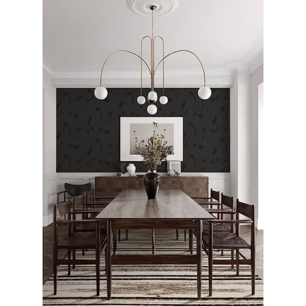 Ashley Stark Black Bas Geometric Vinyl Peel and Stick Wallpaper