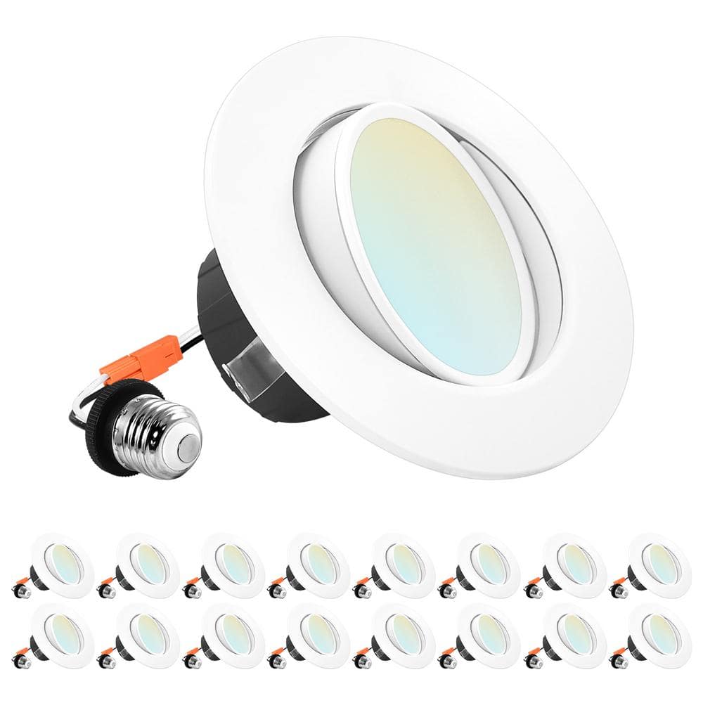 4 in. Gimbal Recessed LED Can Lights 5 Color Options Dimmable Wet Rated 8-Watt/60-Watt 700 Lumens Wet Rated (16-Pack) price history on PriceWatchPro