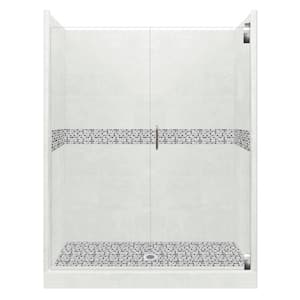 Del Mar Grand Hinged 36 in. x 54 in. x 80 in. Center Drain Alcove Shower Kit in Natural Buff and Chrome Hardware