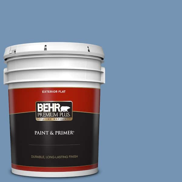 BEHR PREMIUM PLUS 5 gal. #580D-5 Ocean Ridge Flat Exterior Paint & Primer