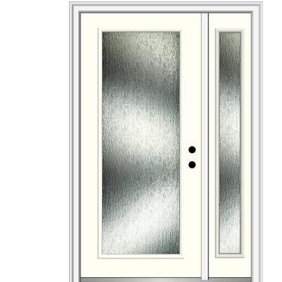 51 in. x 81.75 in. Left-Hand Inswing Full Lite Rain Glass Painted Alabaster Prehung Front Door on 6-9/16 in. Frame