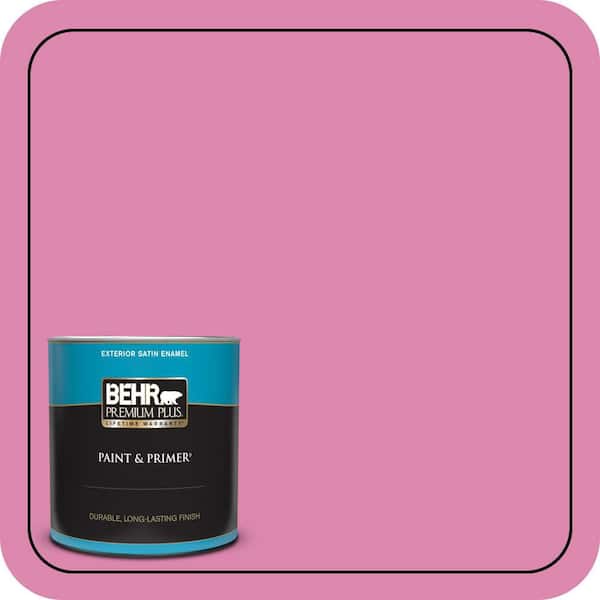 BEHR PREMIUM PLUS 1 qt. #100B-5 Springtime Bloom Satin Enamel Exterior Paint & Primer