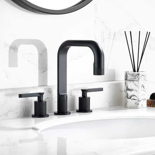New York 8 in. Widespread Double Handle Bathroom Faucet in Matte Black