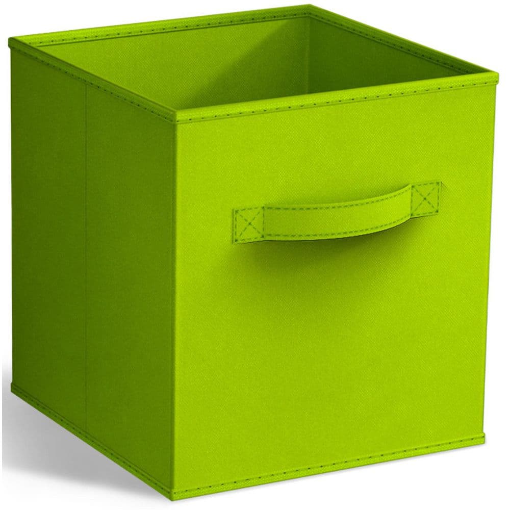 Foldable Storage Cubes with Handles Green 10.5 in. x 11 in. Fabric Decorati