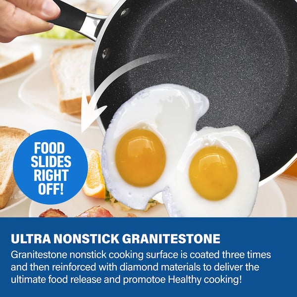  Granitestone 3 Pc Non Stick Frying Pans Set, Nonstick Frying  Pans Nonstick 8/10 / 12 Inch Pan Skillets for Cooking with Stay Cool  Handles, Induction Cookware, Dishwasher/Oven Safe, Non Toxic 