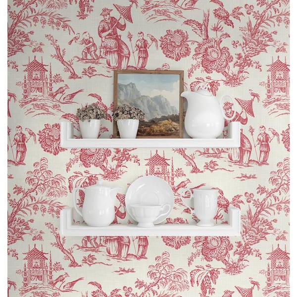 Antique Ruby Colette Chinoiserie Paper Unpasted Nonwoven Wallpaper Roll 60.75 sq. ft.