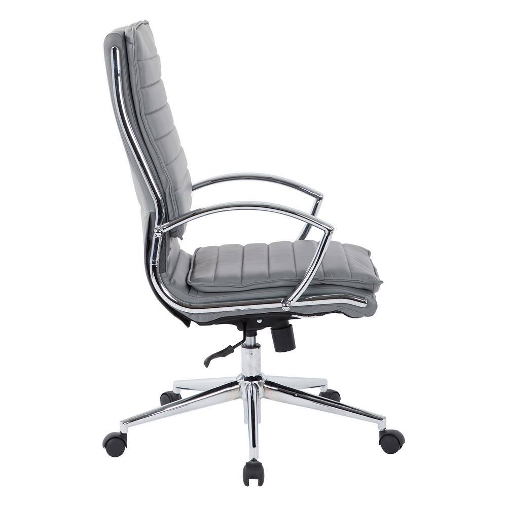 Charcoal High Back Executive Leather Swivel Chair with Metal Accents