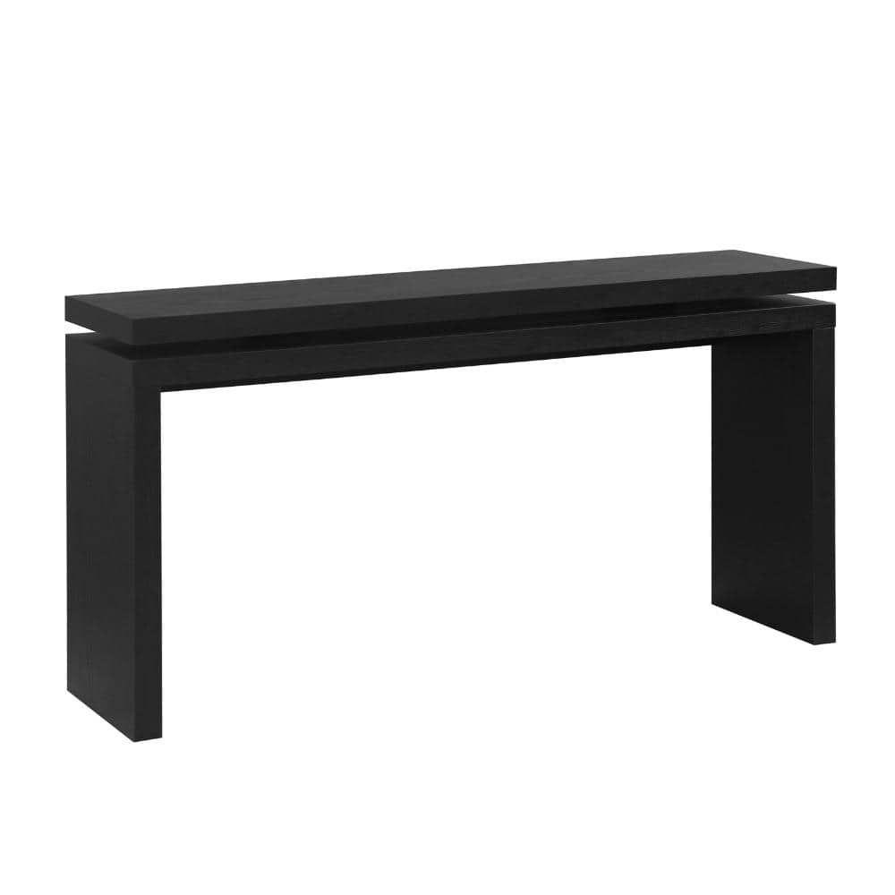 60 in. Black Farmhouse Rectangular Solid Wood & MDF Console Table with Double Board Suspension Design price history on PriceWatchPro
