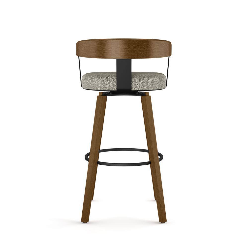 Cohen 30'' Light Beige Swivel Bar Stool with Solid Wood Frame
