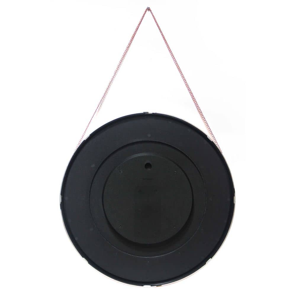 21" Modern Round Wood & Gold Wall Mirror with Metal Chain