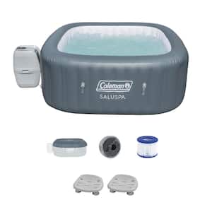 6-Person 114 AirJet Square Hot Tub with 2-Pack of Bestway SaluSpa Spa Seat