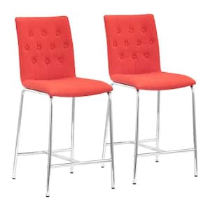 Uppsala High Back Metal Counter Height Chair 39 in. (Set of 2) Tangerine