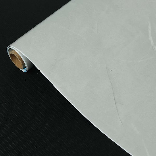 Vsmile 2-Rolls Light Gray Marble Grain Matte PVC Peel and Stick Wallpaper Roll, Table, Kitchen, Bathroom(Covers 25.8 sq. ft. )