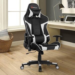 White Ergonomic Reclining Swivel Massage Gaming Computer Chair with Lumbar Support