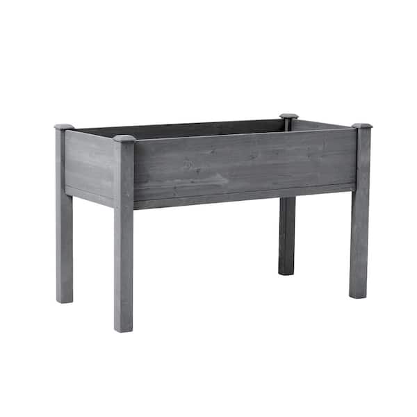 Unbranded 48 in. x 24 in. Gray Wood Raised Garden Bed with Legs for Outdoor Plants Flowers Fruits Vegetable Herb Growing