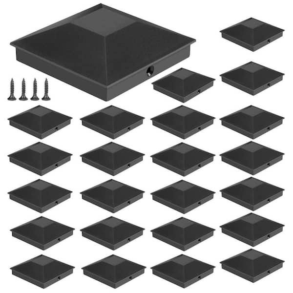 Angel Sar 3.5 in. x 3.5 in. Wood Fence Post Caps, PP Plastic Water-Proof UV-Proof, Keep Post from Cracking and Rotting (24-Pack)