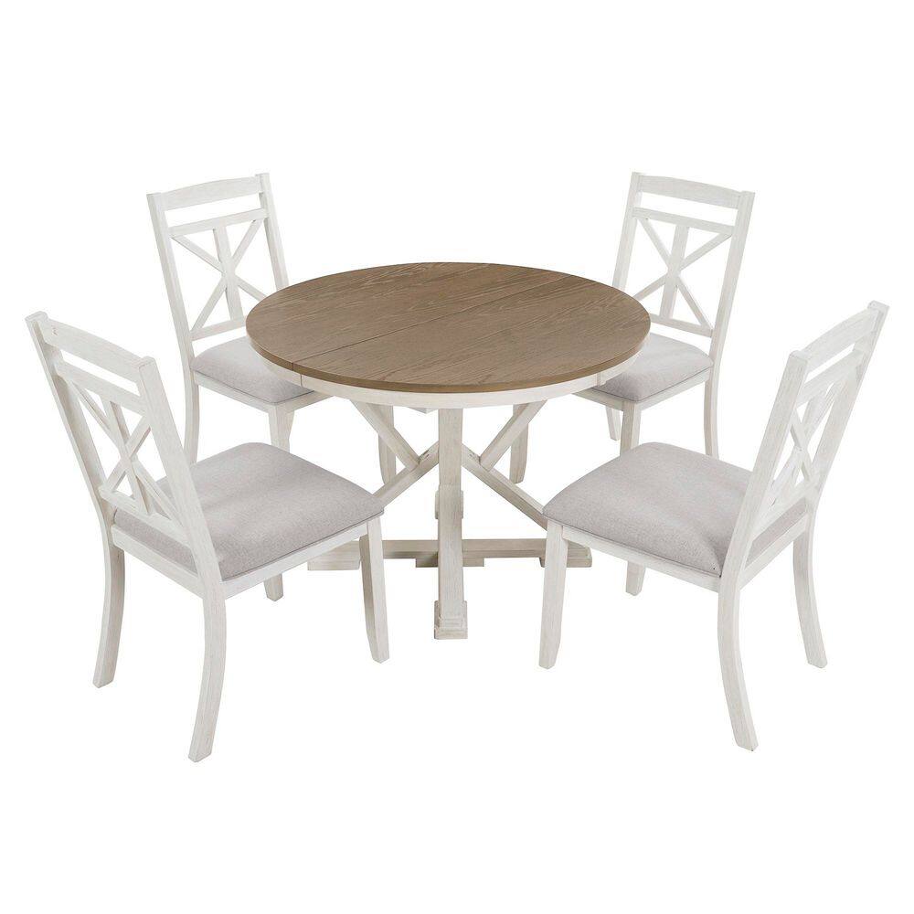 5-Piece Solid Wood Outdoor Conversation Patio Furniture Set with Beige Cushions price history on PriceWatchPro