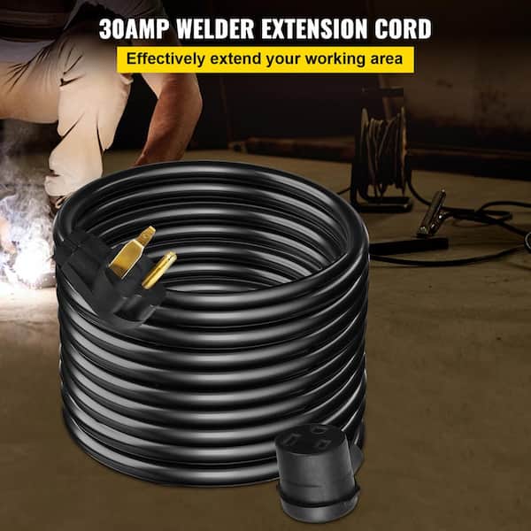 Welder Extension Cord, 25 ft. 10 Gauge / 3 Conductors, Cord Rating, indoor Braided, Extension Cord, Black