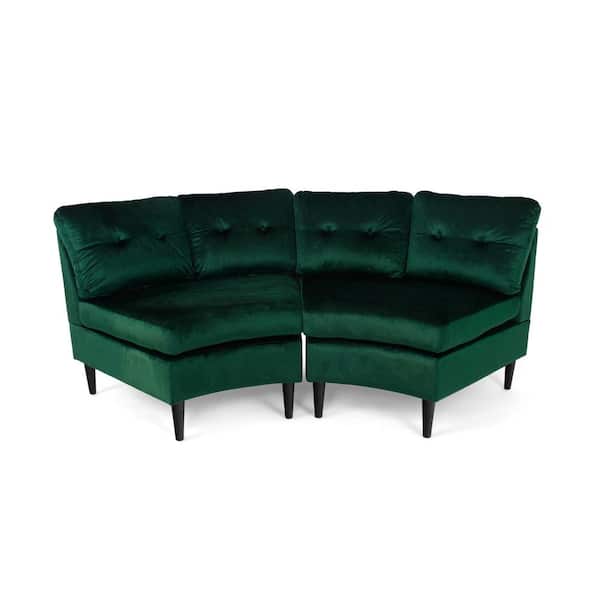 Noble House 2-Piece Emerald Polyester 3-Seater Sectional Sofa with Tapered Legs