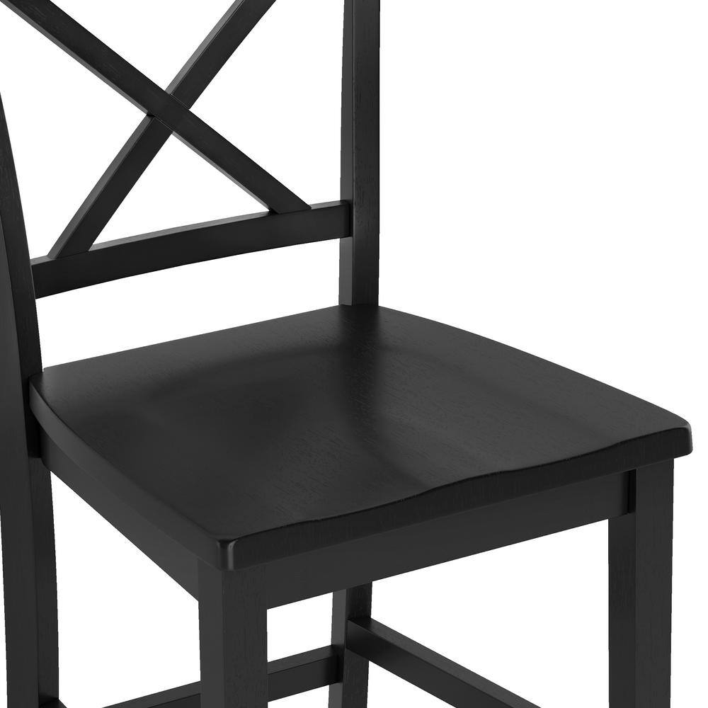 Ionia 24" Black Wood Counter Height Bar Stools, Set of 2