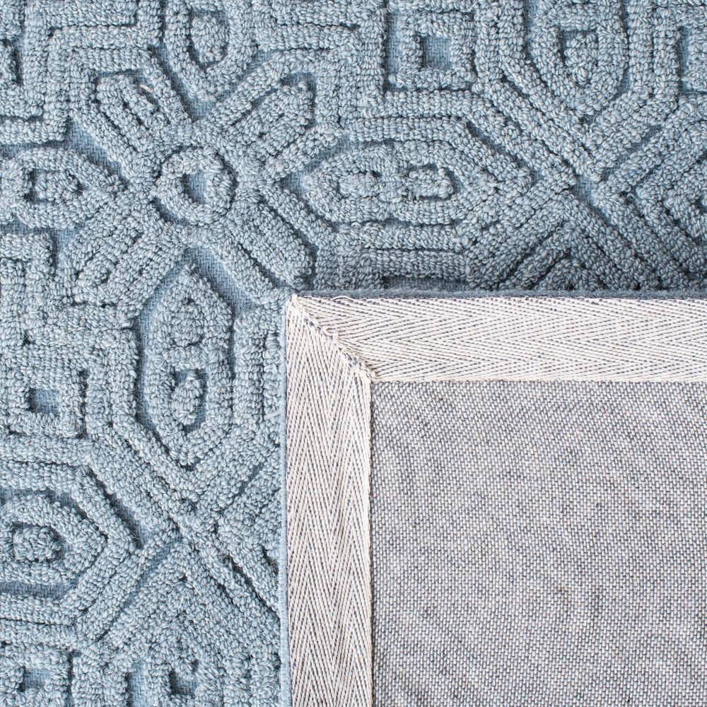 Hand-Tufted Geometric Blue Wool Runner Rug - 27in x 8in