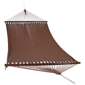 11 ft. 2-Person Large Rope Hammock Bed with Spreader Bar in Mocha