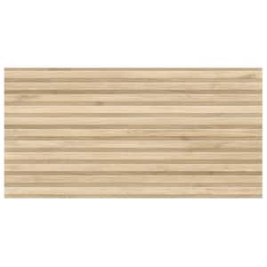 Brookline Ribbon Miel Brown 4 in. x 0.35 in. Matte Porcelain Floor and Wall Tile Sample