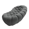 J&E Home Full Assembled 98.43 in. Armless Curved 3D Textured Dot-Knit Polyester 3-Seater Modular Sectional Sofa in. Dark Gray JE-LS132GY-3