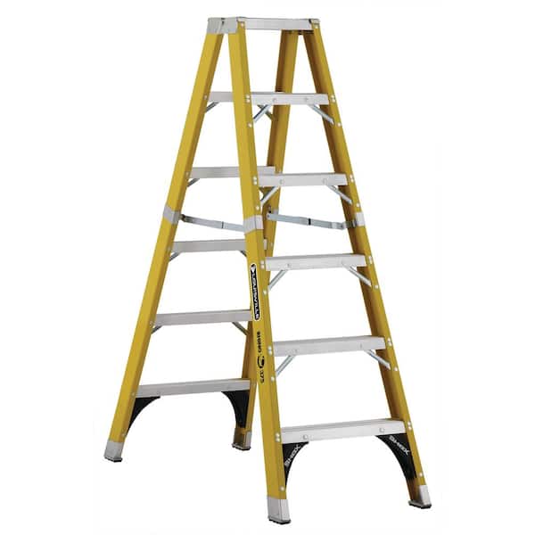 Louisville Ladder 6 ft. Fiberglass Twin Step Ladder with 375 lbs. Load Capacity Type IAA Duty Rating