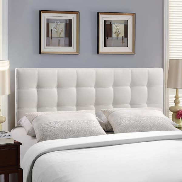 Modway Lily White Queen Upholstered, White Padded Headboard Queen