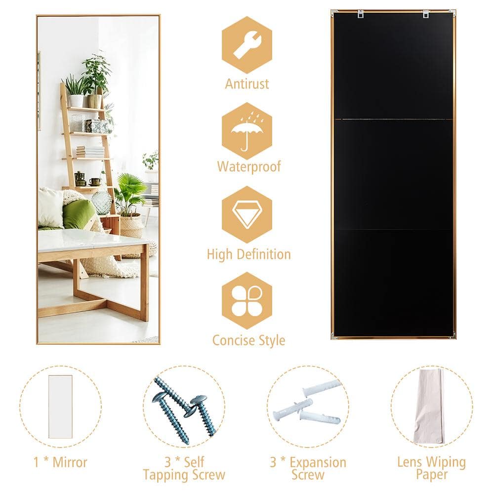 Elegant Gold Framed Full-Length Wood Mirror 22x59 inches