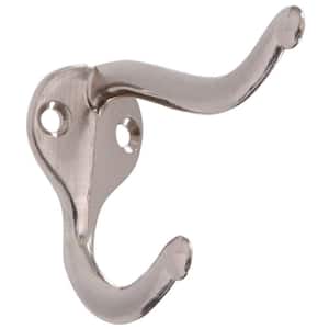 Hardware Essentials Double Clothes Hook in Satin Nickel (5-Pack