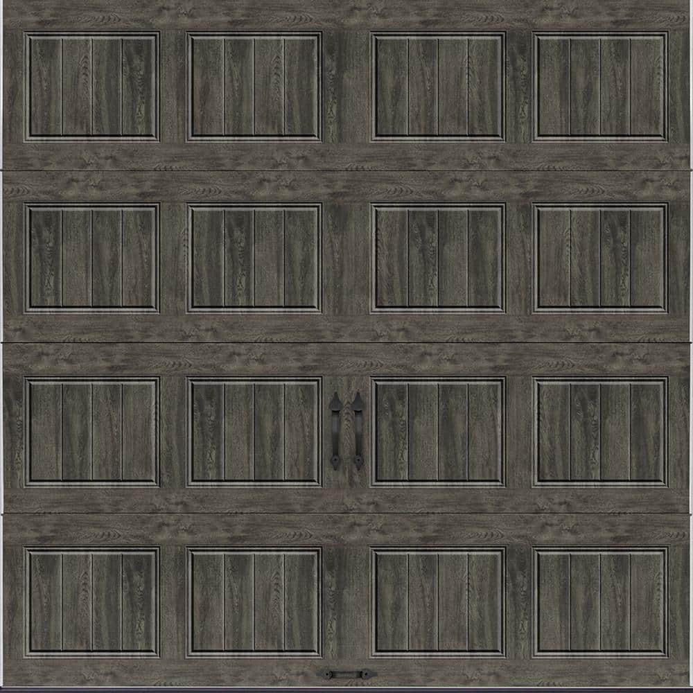 Clopay Garage Clopay Ultra Grain Oak Slate Finish Clopay Gallery Steel Short Panel Ft X Ft Insulated R-Value Wood  Look Slate Garage Door Without Windows GR2SU_SLO_SOL The Home Depot