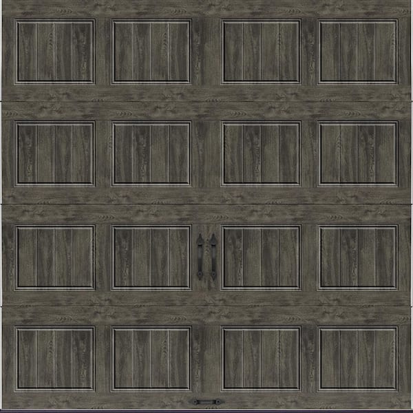 Gallery Steel Short Panel 8 ft x 8 ft Insulated 18.4 R-Value Wood Look Slate Garage Door without Windows