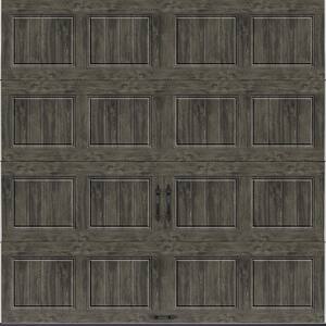 Gallery Steel Short Panel 8 ft x 8 ft Insulated 18.4 R-Value Wood Look Slate Garage Door without Windows