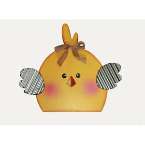 11 in. Wood and Metal Artificial Chick (Set of 3)