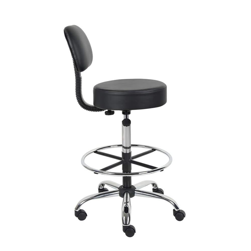 Adjustable Black Leather Medical Drafting Stool