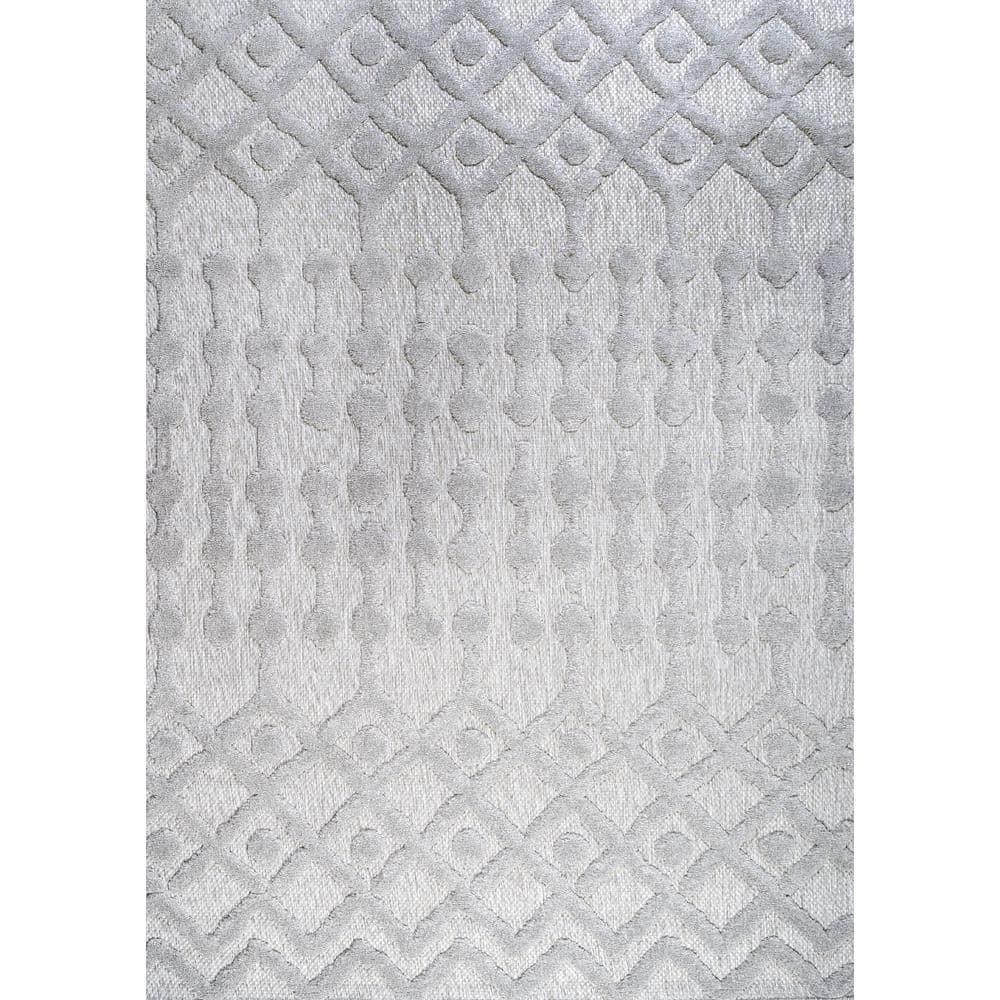 Modern Gray Geometric 8' x 10' Synthetic Area Rug